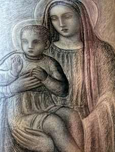 Madonna con Bambino. Disegno a matita (9)