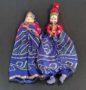 Blue paired puppet from India