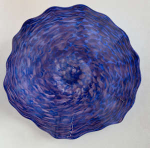 Blue round glass bowl