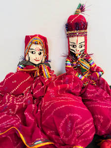 Red paired puppets from India (A&B)