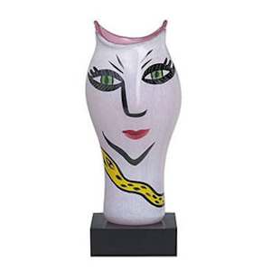 Kosta Boda, "Open Minds", pink hand-painted vase