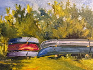 Canoes at Megunticook Laek