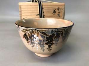Kyo Yaki Chawan – Fuji 藤 (Wisteria) by Tsuuji Azan 通次阿山