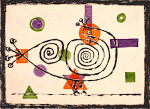 Spiral Bird with Abstract Shapes