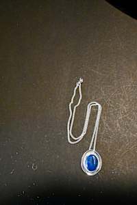 Fused dichroic glass oval pendant