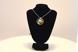 Fused Glass Other-earthly Multicolor Spiral Pendant Necklace