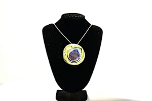 Fused Dichroic Glass Abalone Shell Look-a-Like Pendant Necklace