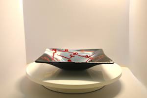 Fused Glass Abstract Art Glass Bowl
