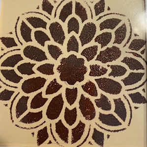 Mandala Stencil Print, Acrylic Dark Brown