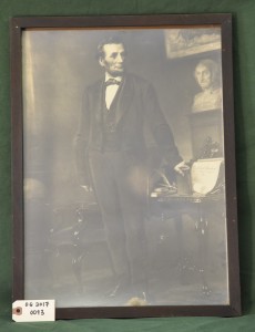 Full-body Portrait of Abraham Lincoln with Bust of George Washington