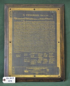 Metal Replica of the Declaration of Independence Presented to Edward Havemeyer Snyder