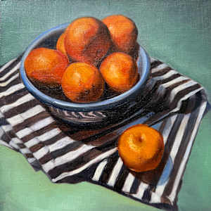 Oranges in Blue Bowl