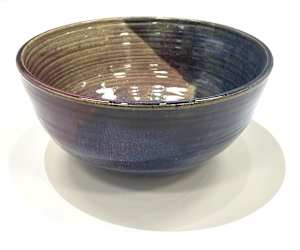 Purple and Blue Reduction Fired Bowl