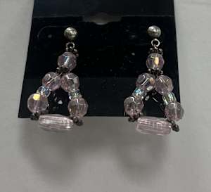 #205 Pink Crystal with Sterling Accents Posts Earring