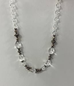 #820 Crystal Quartz and Swarovski Crystal with Sterling Accents and 18in with 2in Extension