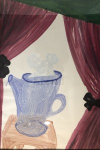 Purple Curtain Teddy in Teapot (Drag Teddy Pitcher)