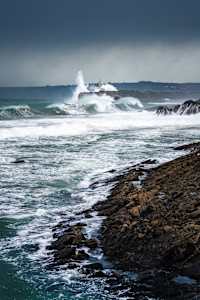 Mouro Island Lighthouse - Wave Geyser