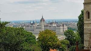 Hungarian Parliament Building in Budapest, Hungary, located on the banks of the Danube River.
