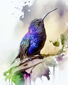Violet Sabrewing Hummingbird, Costa Rica