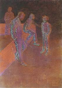 Men waiting, early morning