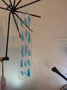 Tall Iridescent Turquoise and Lavender Suncatcher