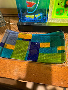 Transparent Blue and Green Sushi Tray