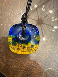 Ukraine Sunflower Necklace Square #2-3