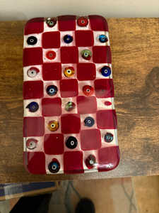 Funky Red Checkered Rectangle Tray