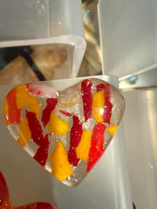 2” Pocket Heart Red and Yellow
