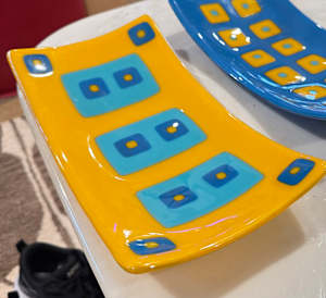 Yellow, Turquoise, & Egyptian Blue Sushi Tray