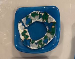 Egyptian Blue with Vanilla and Jade Loop Small Sushi Dish 1