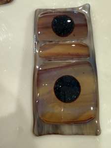 Streaky Browns and Vanilla Rectangle with Green Dichroic Circles