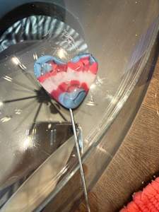2" Light Blue, Pink, and White Pocket Heart Plant Stake #1