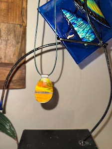 Orange Yellow Green Stone Necklace Drop