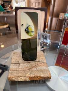 Flowing Vanilla, Browns, and Greens Rectangle with Glass Stone