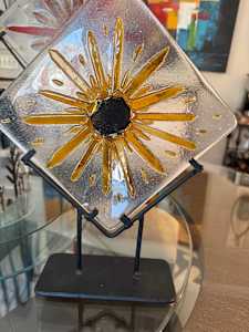 Streaky Gold, Dichroic, and Clear Iridescent Sunburst #2 (stand sold separately)