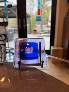 Lavender and Navy Transparent Iridescent Square