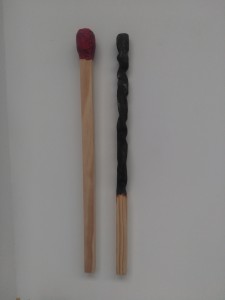 Carved Matchsticks  . Matched Pair . 177