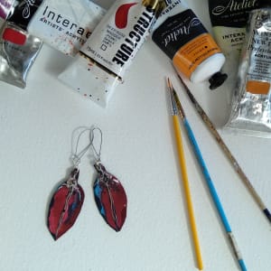 Pohutukawa Leaf Earrings  . . (22189)
