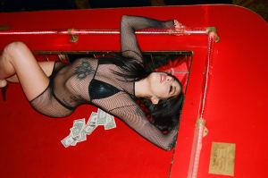 Lilith with dollar bills, Cheetahs Hollywood, California