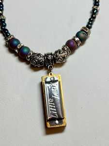 Dizzy stone Little Lady playable Harmonica Necklace