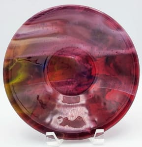 Bowl in Cranberry, Green, Blue & White Streaky