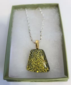 Necklace-Gold/Turquoise Dichroic Crinkle