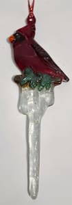 Red Cardinal Icicle Ornament, Single Icicle