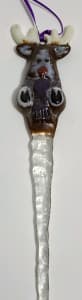 Moose Icicle Ornament with Purple Scarf