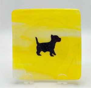 Plate-Copper Puppy on Yellow/White Streaky