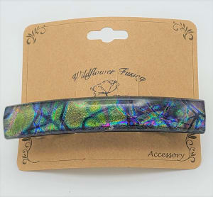 Barrette-Reptilian Dichroic in Green/Gold/Purple