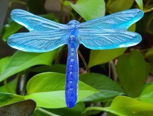 Plant Pick-Dragonfly, in Blue with Green Wings, Small