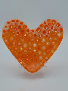 Murrini Heart Dish-Orange/White