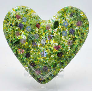 Murrini Heart Plate-Floral